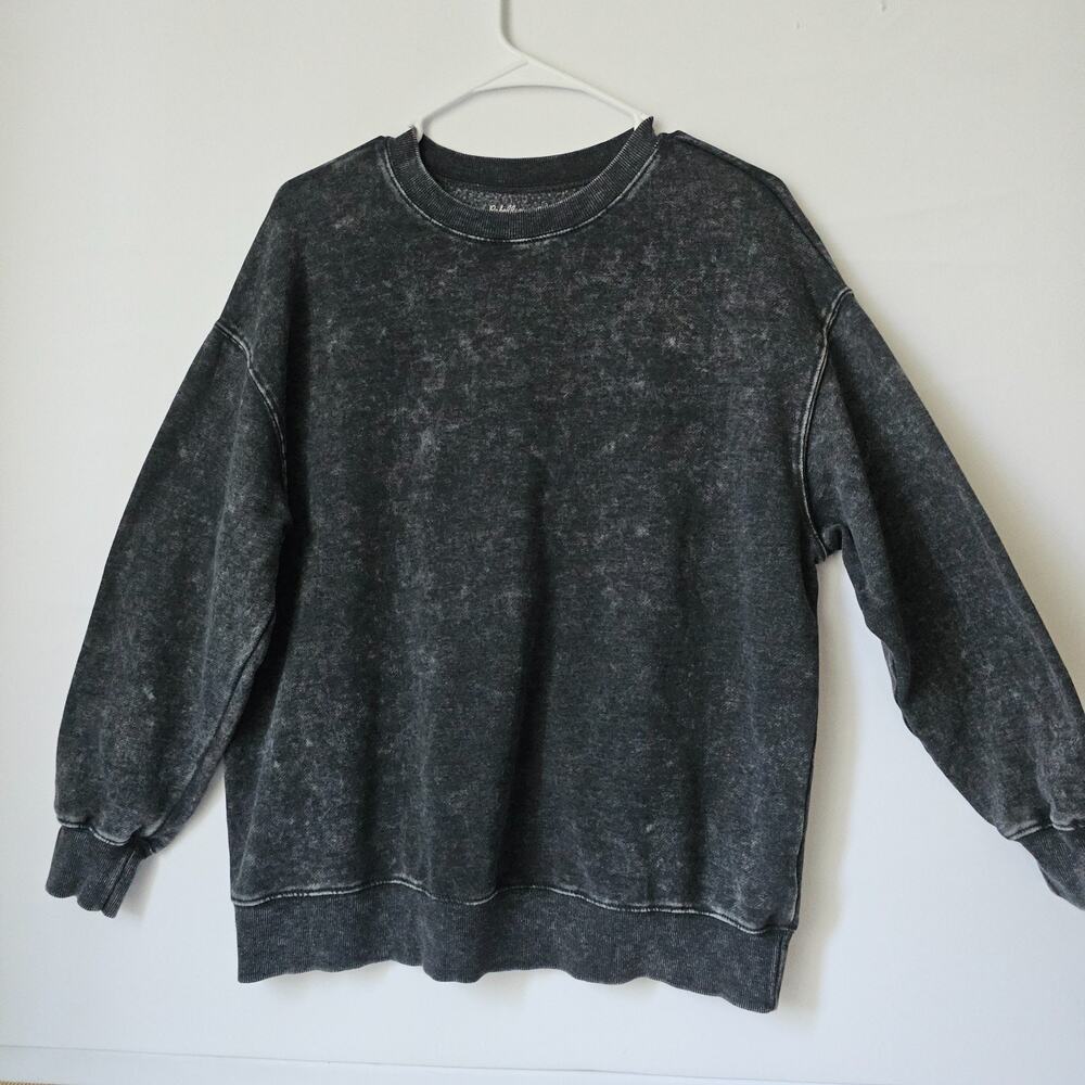Rebellious One Womens Small Gray Mineral Wash Sweatshirt Crew Neck Oversized